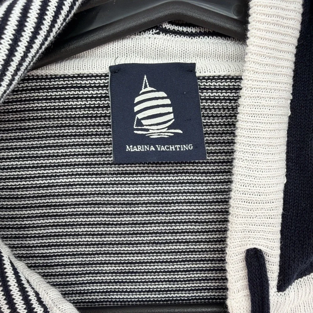 Marina Yaughting Maglia Tricot Cardigan Zip-up Hoody Striped Ladies Nautical